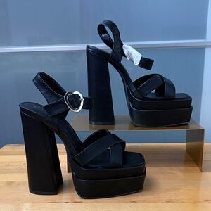 Black Platform Block Heel Sandals